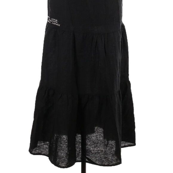 Wat. The Brand Black Cami Linen Blend Word Art Maxi Dress Size 6 - Picture 7 of 11